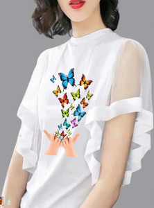 CNQFS FASHION Casual Printed Women White Top