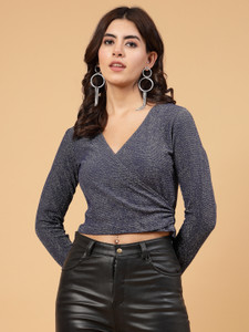 RIGO Casual Solid Women Blue Top