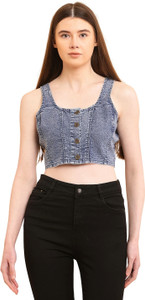 Puella Casual Washed Women Grey Top