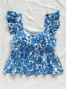 NiloBerry Party Floral Print Women Blue Top