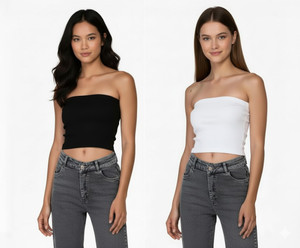 SriSaras Casual Solid Women White, Black Top