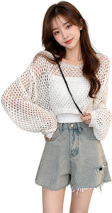 mystify Casual Self Design Women White Top