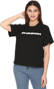 plush Casual Printed Women Black Top