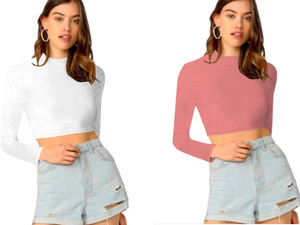 Maheshvi Casual Solid Women White, Pink Top