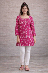Vrishabhanulali Formal Floral Print Women Pink Top