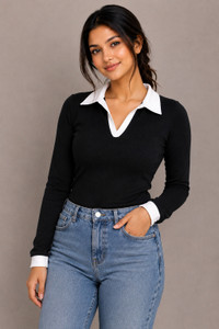 WANQUILA Casual Self Design Women Black Top