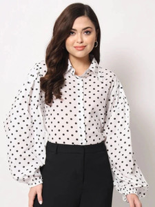 Kalakaari Casual Polka Print Women White Top