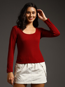 BNS Casual Solid Women Maroon Top