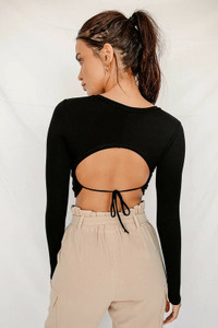 VISOFASHION Casual Solid Women Black Top