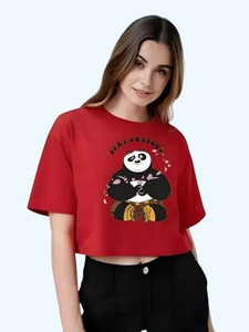 Kamedge Casual Graphic Print Women Red Top