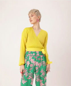 HR FASHION Casual Solid Women Yellow Top
