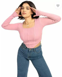 Luiz Casual Solid Women Pink Top