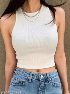 AmbeSilkMill Casual Solid Women White Top