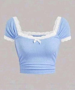 RKK COLLECTIONS Casual Lace Women Blue Top