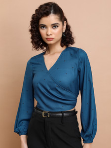 Tokyo Talkies Casual Printed Women Dark Blue, Black Top