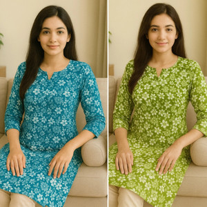 SSfashion Casual Floral Print Women Blue, Green Top