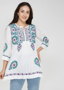 VAHSON Party 3/4 Sleeve Embroidered, Ethnic Motifs, Self Design Women Multicolor Top
