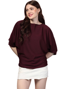 Rahi Trendz Party Solid Women Maroon Top