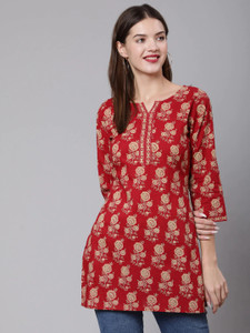 GREYSHADE Casual Floral Print Women Red Top