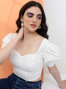 Tokyo Talkies Casual Solid Women White Top