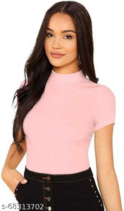 KASHIAN Casual Solid Women Pink Top