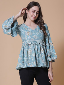 God Bless Casual Printed Women Multicolor Top
