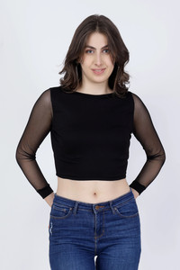 Fasska Casual Lace Women Black Top