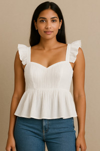 NiloBerry Party Solid Women White Top