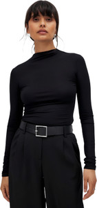 SIGHTBOMB Casual Solid Women Black Top
