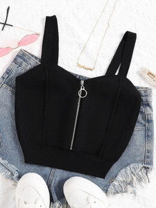 london belly Casual Solid Women Black Top