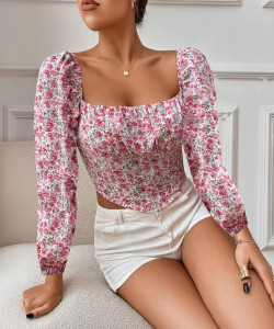 Projas Casual Floral Print Women Red, Green, White Top