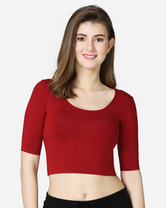V Star Casual Solid Women Maroon Top