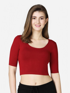 V Star Casual Solid Women Maroon Top