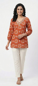 KAMLINI VASTRA Casual Floral Print Women Brown Top