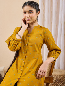 Janasya Casual Printed Women Yellow Top