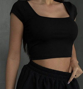 LOVERSBITE Casual Solid Women Black Top