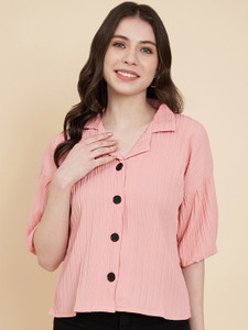 EKASYA Women Solid Casual Pink Shirt