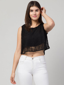ADDICTED ATTIRE Casual Lace Women Black Top