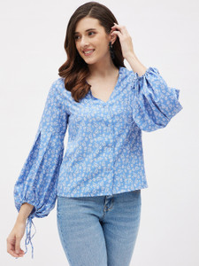 KIBO Casual Printed Women Blue Top