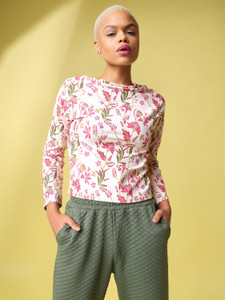 PURVAJA Party Floral Print Women Beige Top