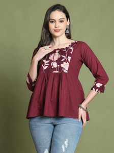 Rajnandini Casual Printed Women Maroon Top