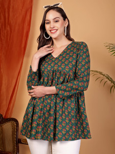 NeeraFashion Casual Printed Women Dark Blue Top