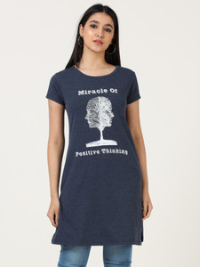 Wafaa Casual Printed Women Dark Blue Top