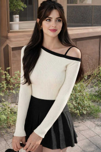 METRONAUT Casual Solid Women Beige Top