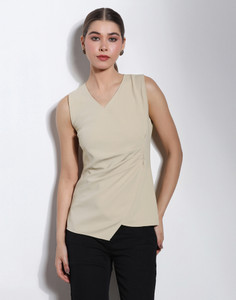 Selvia Casual Solid Women Beige Top