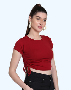 Kamedge Casual Self Design Women Maroon Top
