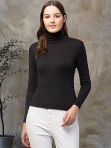 FamBee Casual Solid Women Black Top