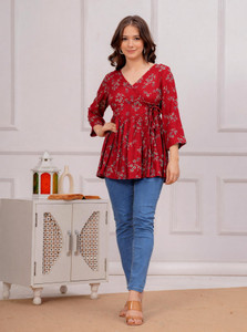 INDIANIC Women Floral Print A-line Kurta