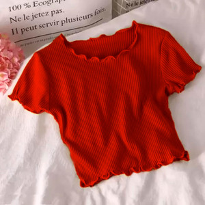 SQF Casual Solid Women Red Top