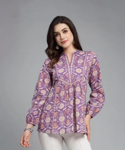 AAVIRA Casual Printed Women Purple Top